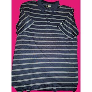 Callaway Mens XL Navy Striped Opti-Dri Golf Polo Shirt
